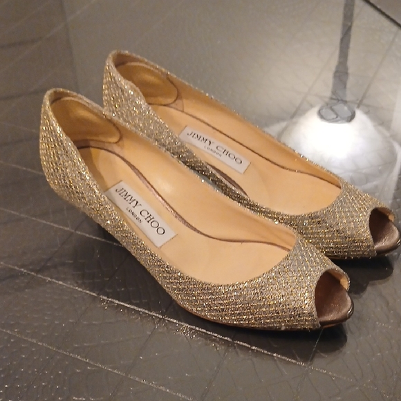 Jimmy Choo Shoes - ✨ **Jimmy Choo Isabel Peep-Toe Pumps – Champagne Glitter Elegance** ✨